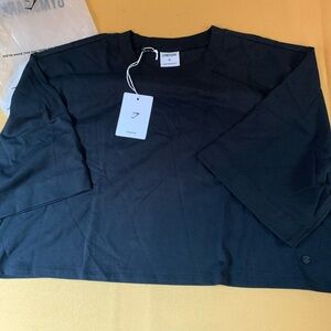 Gymshark Black Cotton Boxy Crop Top